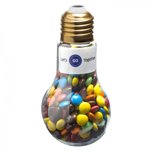 Custom branded Light Bulb filled with delicious Mini M&Ms 100g
